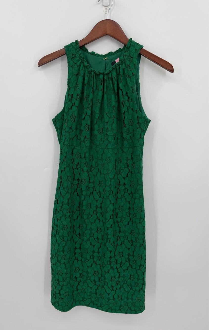 Trina Turk Cate Emerald Green Floral Lace Sheath 
Dress Sleeveless Size 6